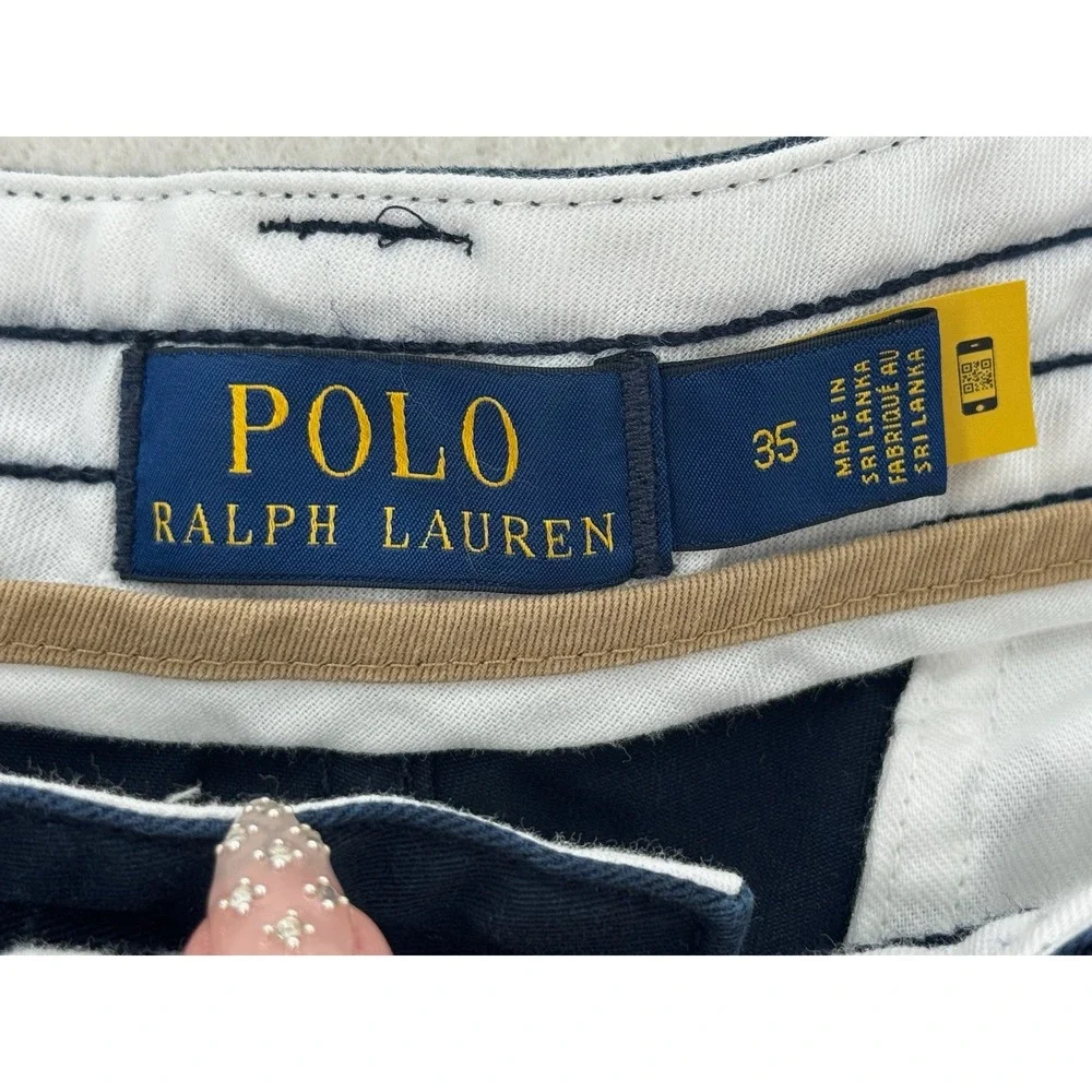 NWT Polo Ralph Lauren Mens Navy Blue Cotton Chino Cargo Shorts Size 35